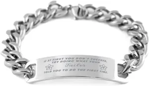 GIFTVILLE & SURPRISE Tailor Bracelet, If at first you don't succeed, try doing what your athletic trainer told you to do the first time., Cuban Link Chain Necklace, Tailor Gifts