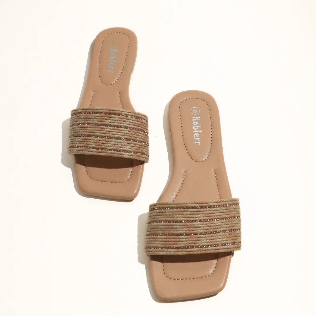 Girls Khaki Slip On Sandal