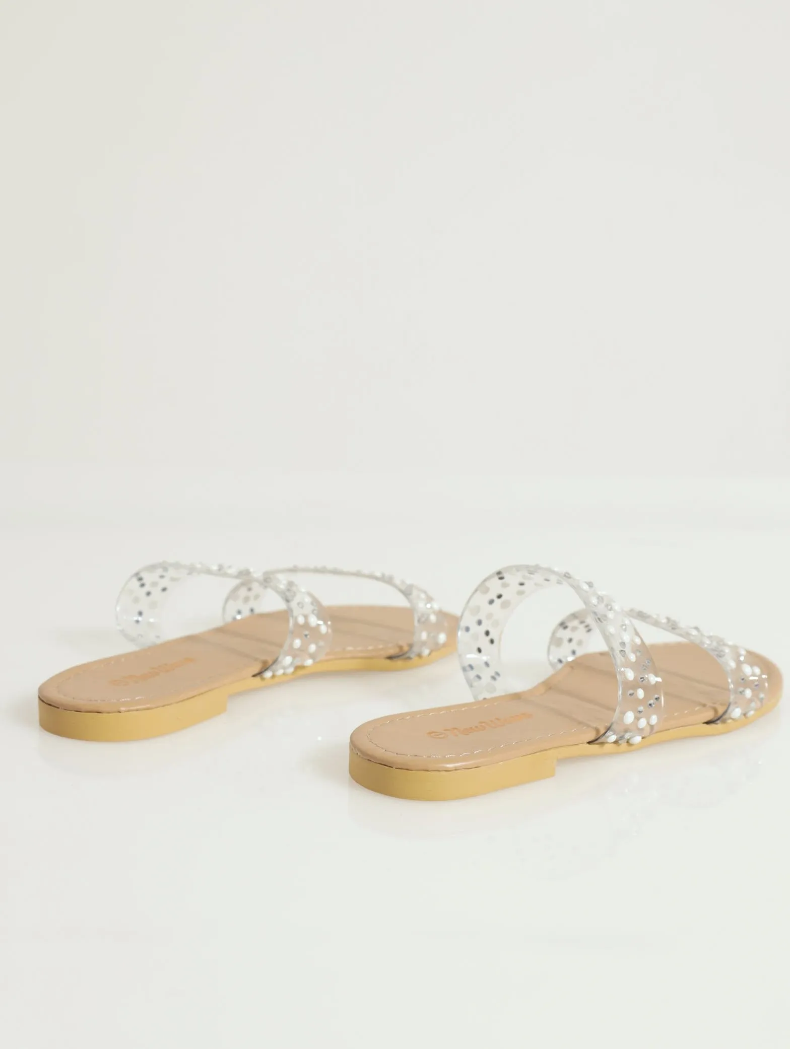 Girls Vinyl Double Band Mule - Clear