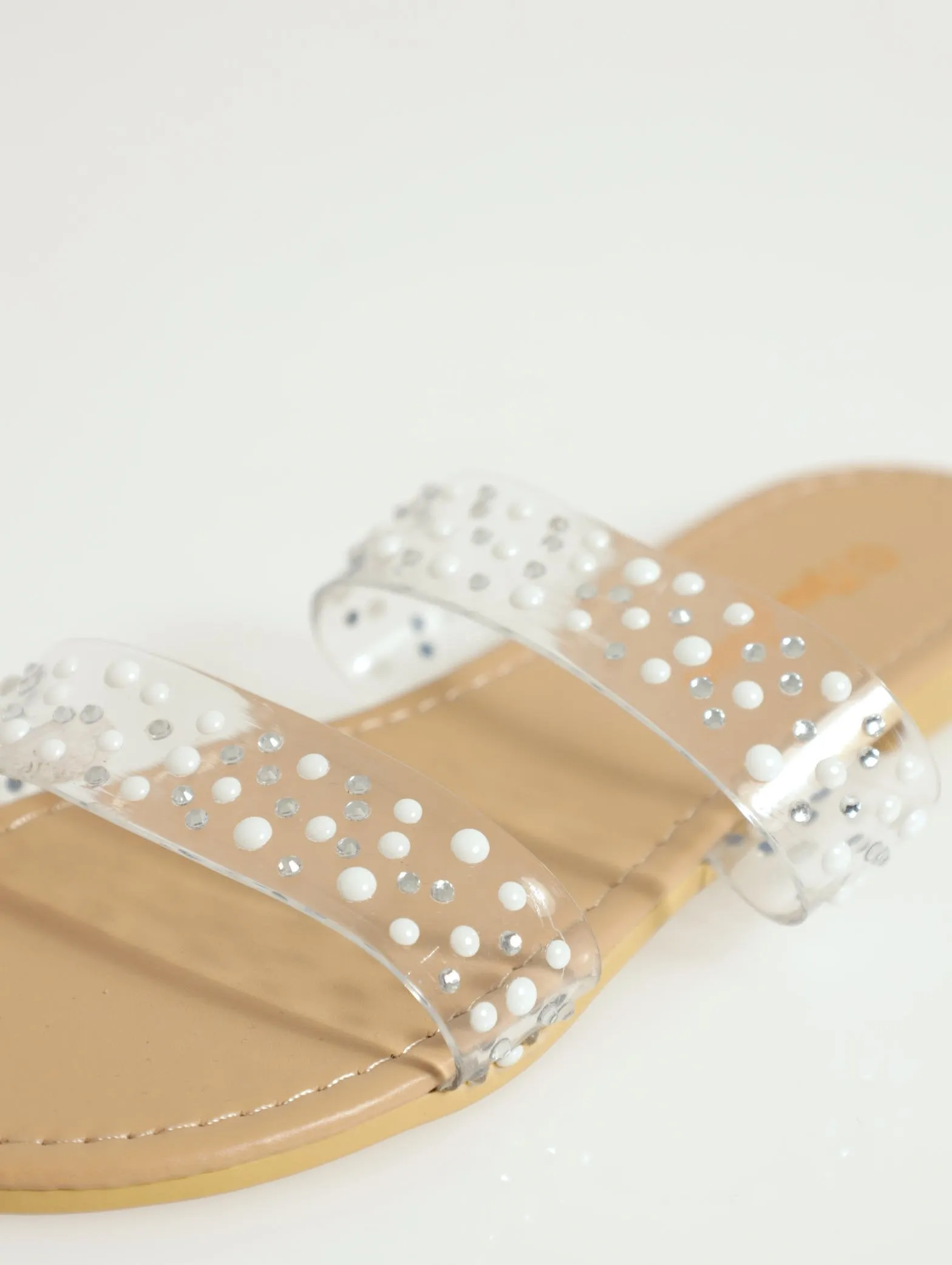 Girls Vinyl Double Band Mule - Clear