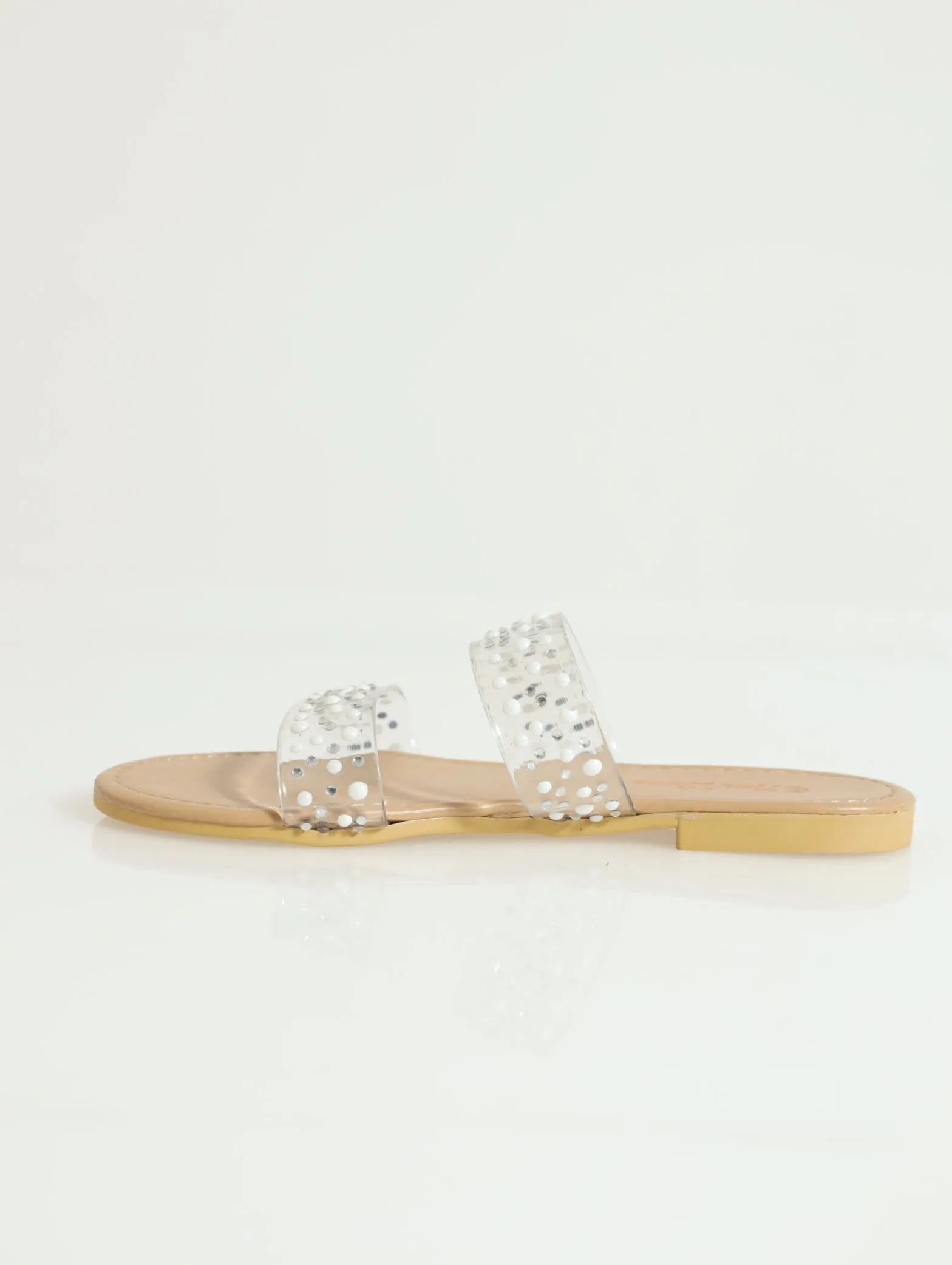 Girls Vinyl Double Band Mule - Clear