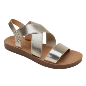 Gold Elastic Instep Flat Sandal
