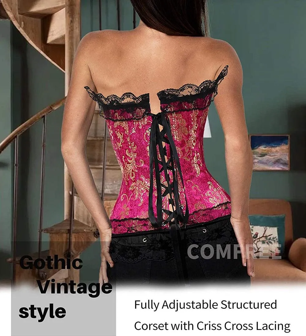 Gothic Corset Lace Up boned Overbust Waist Body shaper