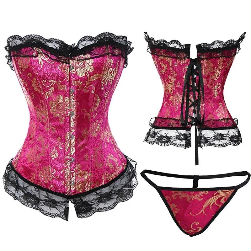 Gothic Corset Lace Up boned Overbust Waist Body shaper