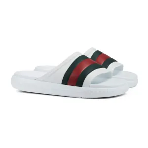 Gucci Web Rubber Slide Sandals