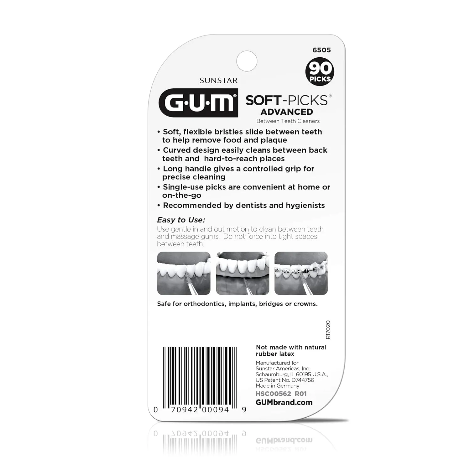 GUM Soft-Picks Advanced, Easy to Use Dental Picks for Teeth Cleaning and Gum Health, Disposable Interdental Brushes with Convenient Carry Case, Dentist Recommended Dental Picks, 90ct (4pk)