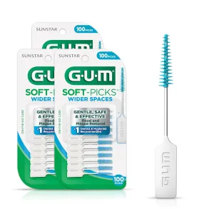 GUM Soft-Picks Wider Space, Easy to Use Dental Picks for Teeth Cleaning and Gum Health, with Convenient Carry Case, Dentist Recommended Dental Floss Picks, 50ct (6pk)