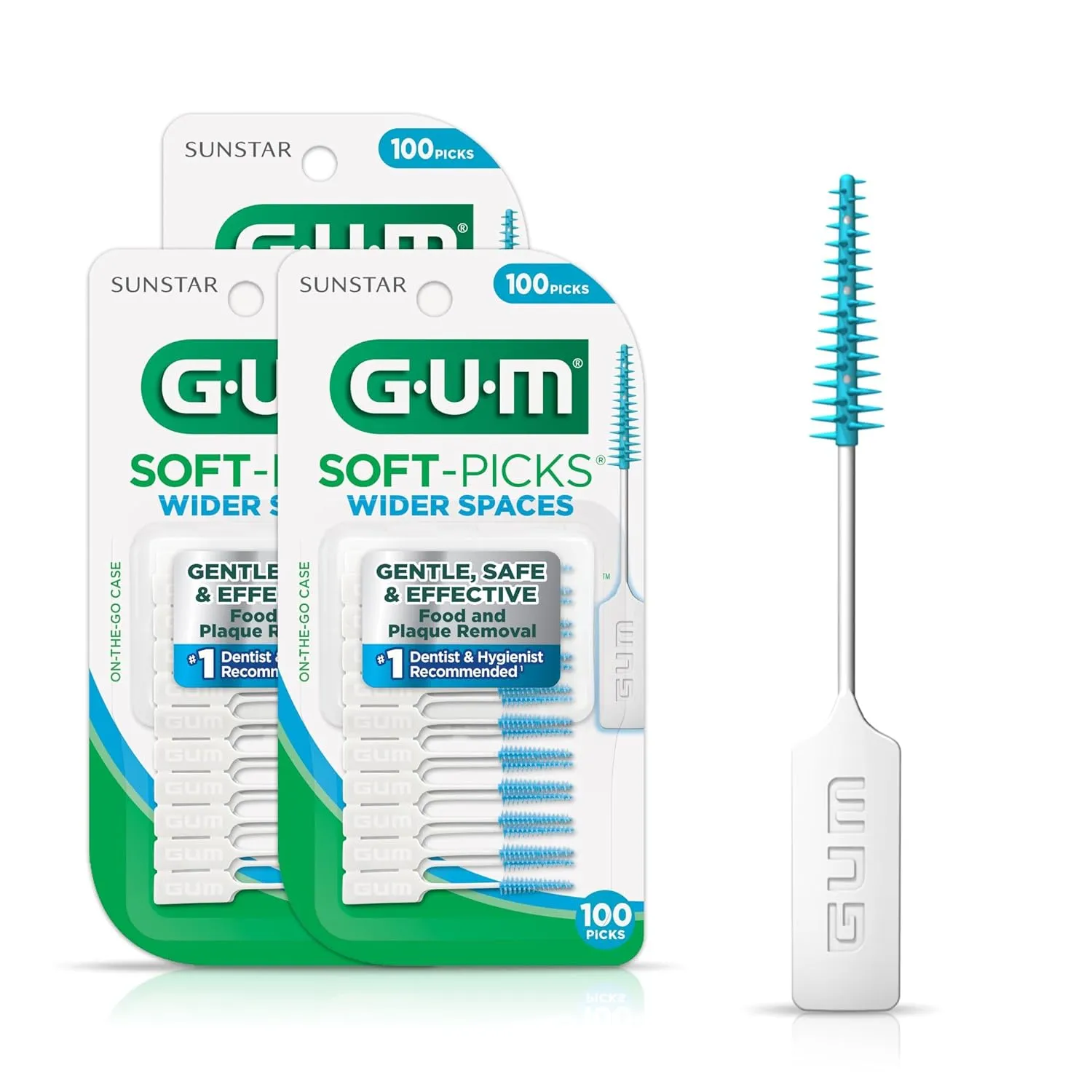 GUM Soft-Picks Wider Space, Easy to Use Dental Picks for Teeth Cleaning and Gum Health, with Convenient Carry Case, Dentist Recommended Dental Floss Picks, 50ct (6pk)