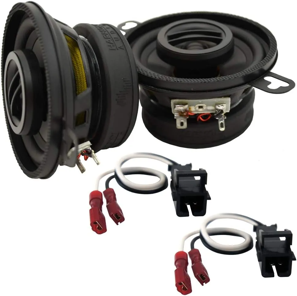 Harmony Audio Bundle Compatible with 1990-1994 Oldsmobile Cutlass Ciera HA-R35 New Front Dash Speaker Replacement Upgrade Package with HA-724568 Speaker Replacement Harness