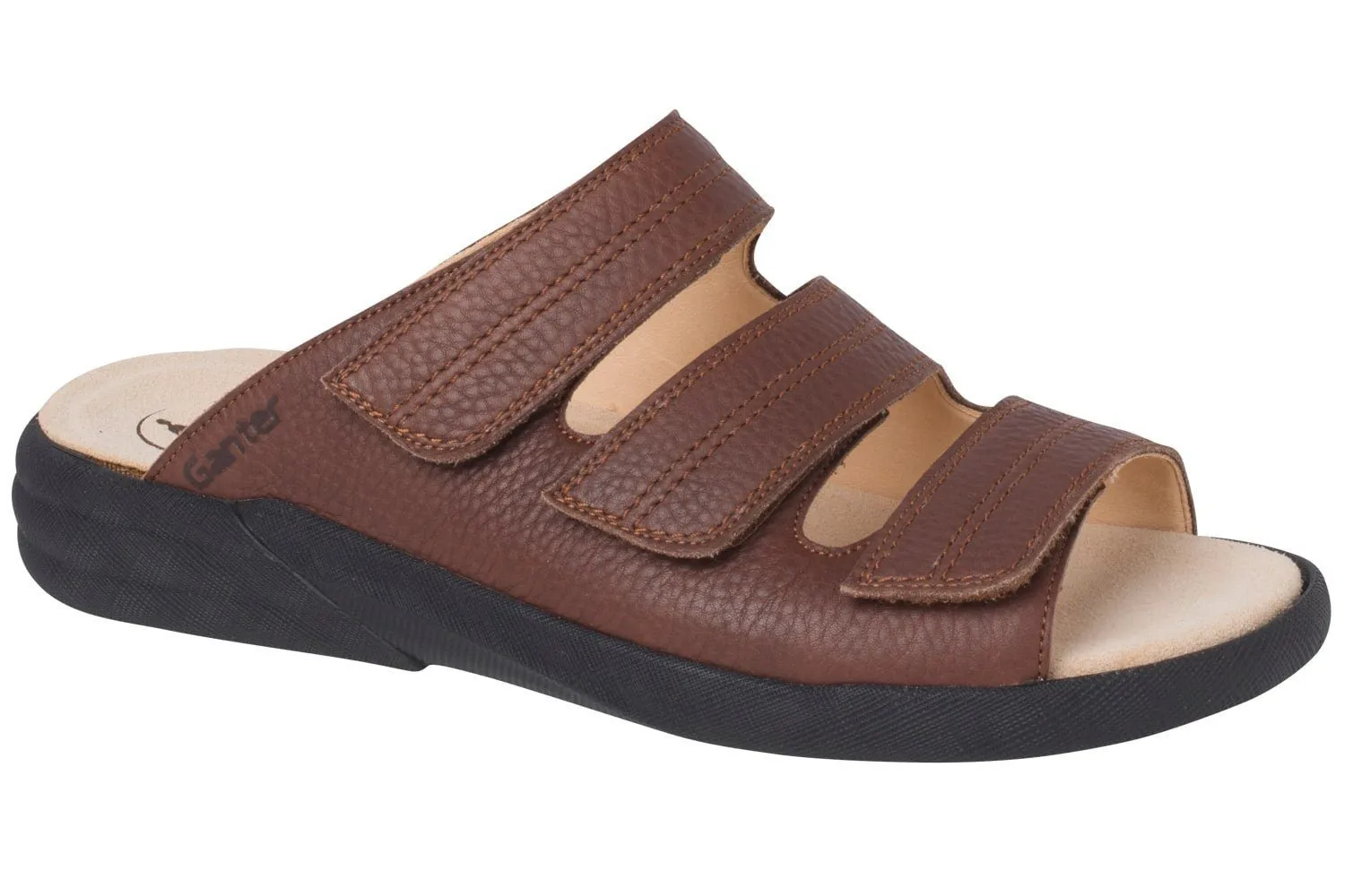 'Harry' men's wide fit (H) triple strap sandal - brown