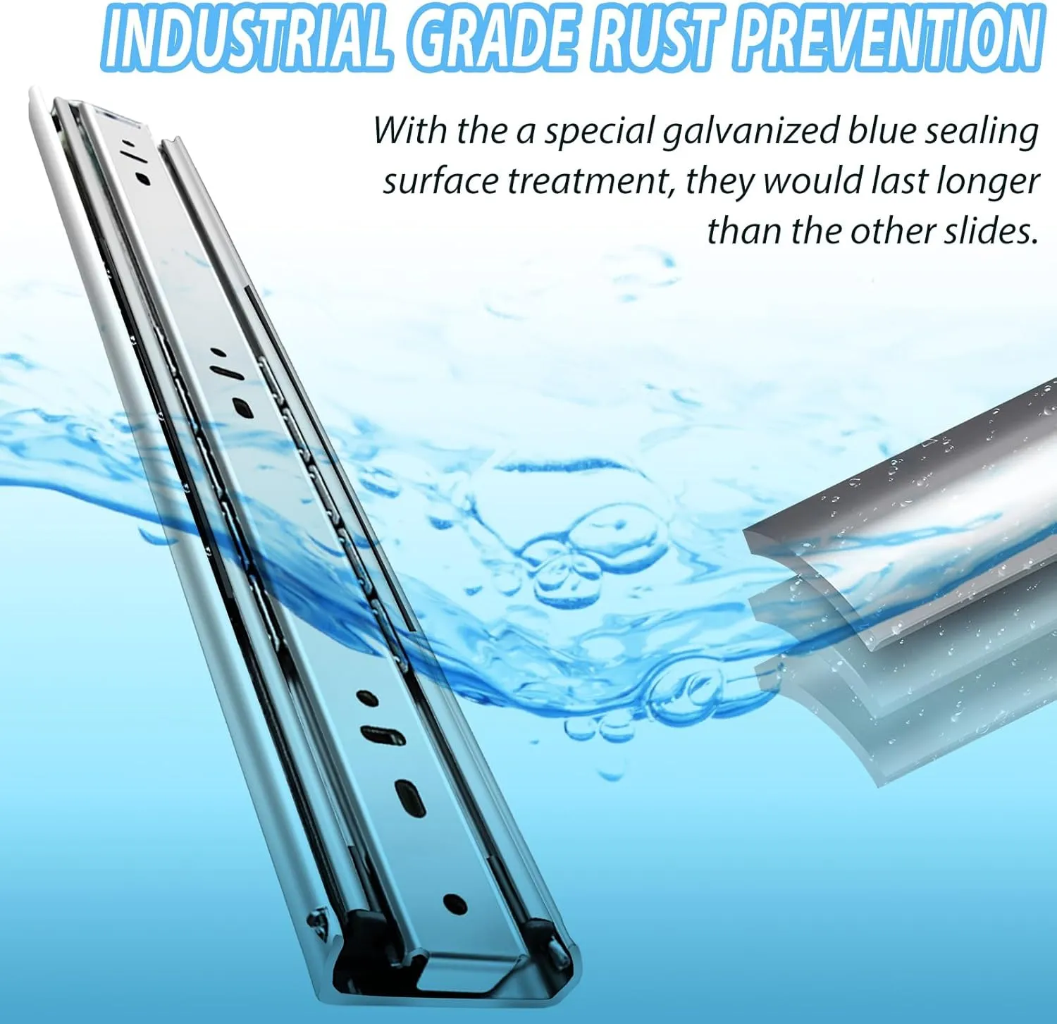 Heavy Duty Drawer Slides Full Extension Side Mount 14 16 18 20 22 24 26 28 30 32 34 36 40 Inch 150 Lbs Metal Dresser Cabine Rails Tracks Glides Runner 1 Pair (Without Lock, 10 Inch)