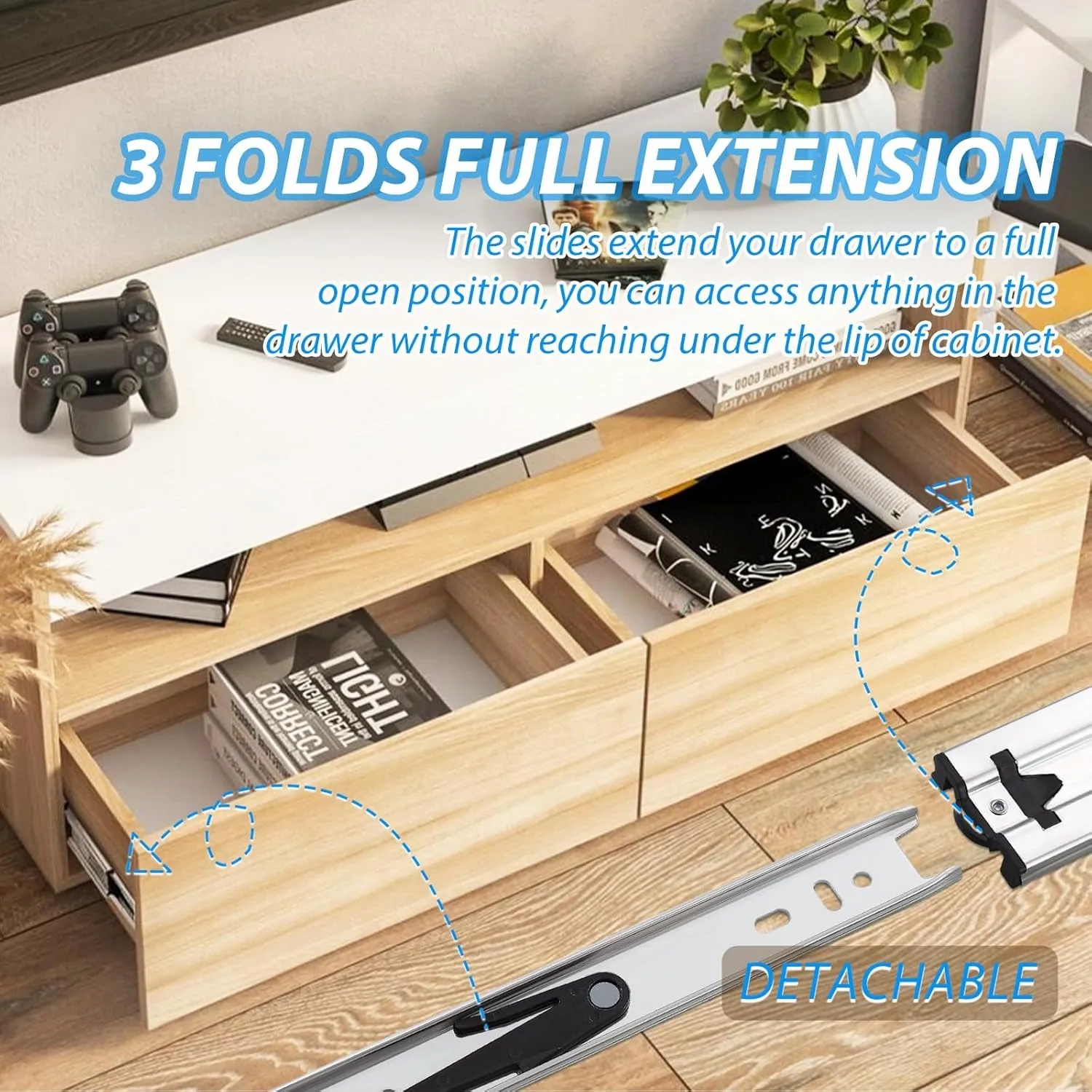 Heavy Duty Drawer Slides Full Extension Side Mount 14 16 18 20 22 24 26 28 30 32 34 36 40 Inch 150 Lbs Metal Dresser Cabine Rails Tracks Glides Runner 1 Pair (Without Lock, 10 Inch)