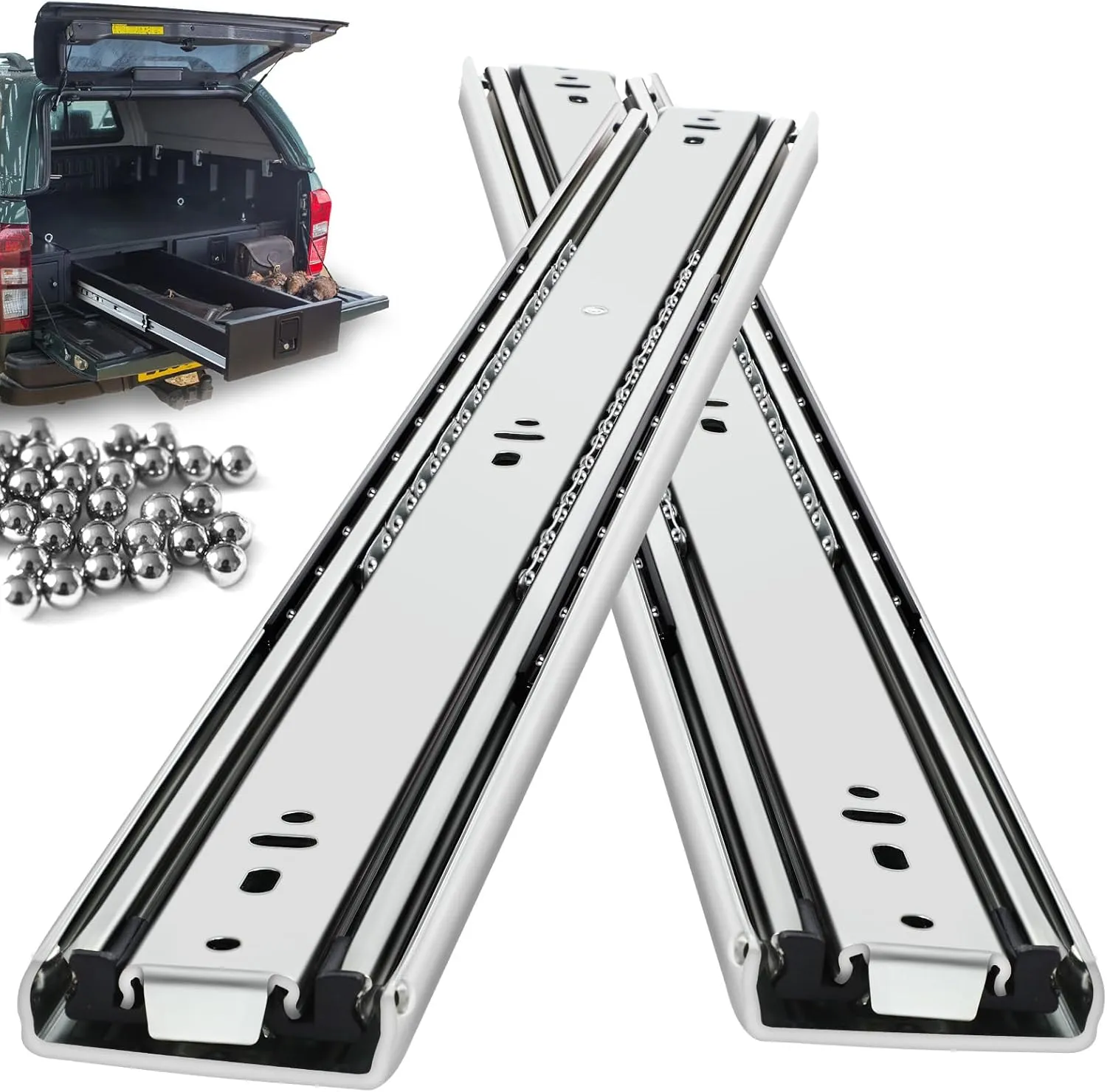 Heavy Duty Drawer Slides Full Extension Side Mount 14 16 18 20 22 24 26 28 30 32 34 36 40 Inch 150 Lbs Metal Dresser Cabine Rails Tracks Glides Runner 1 Pair (Without Lock, 10 Inch)
