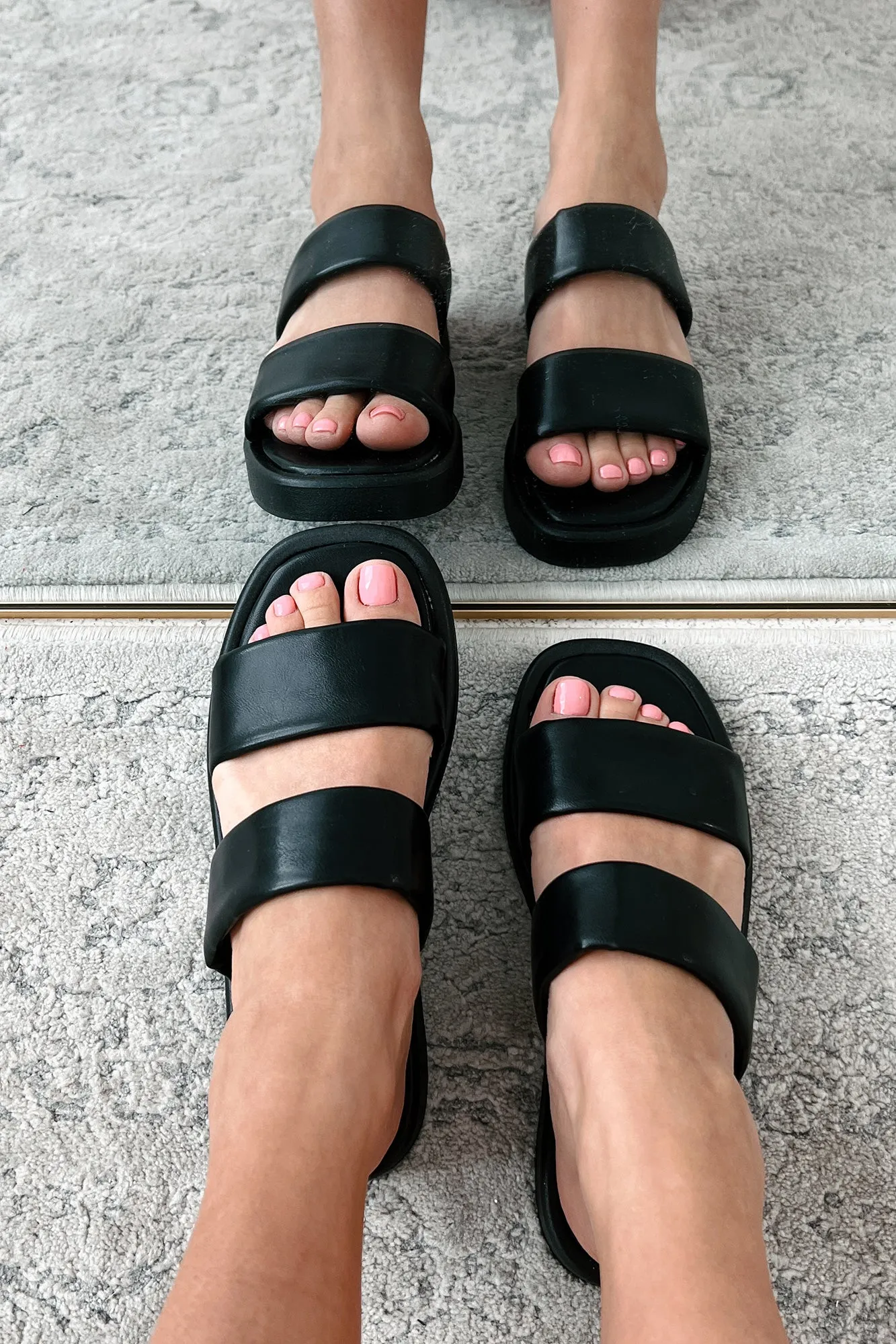 Hey Amigo Double Strap Platform Sandals (Black)