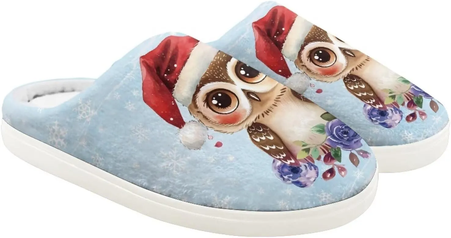 House Slippers for Kids Girls Fuzzy Christmas House Slippers Winter House Shoes-White