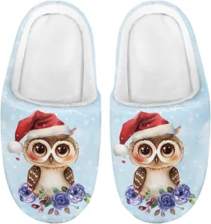 House Slippers for Kids Girls Fuzzy Christmas House Slippers Winter House Shoes-White
