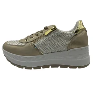 Igi & Co Beige & Gold Wedge Trainers