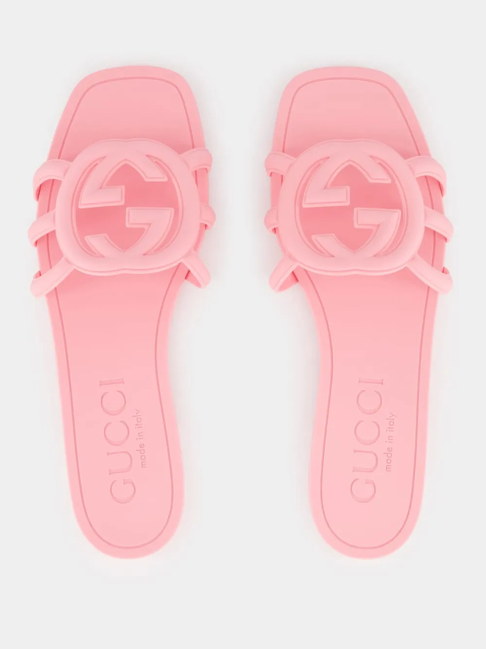 Interlocking G Pink Slide Sandal