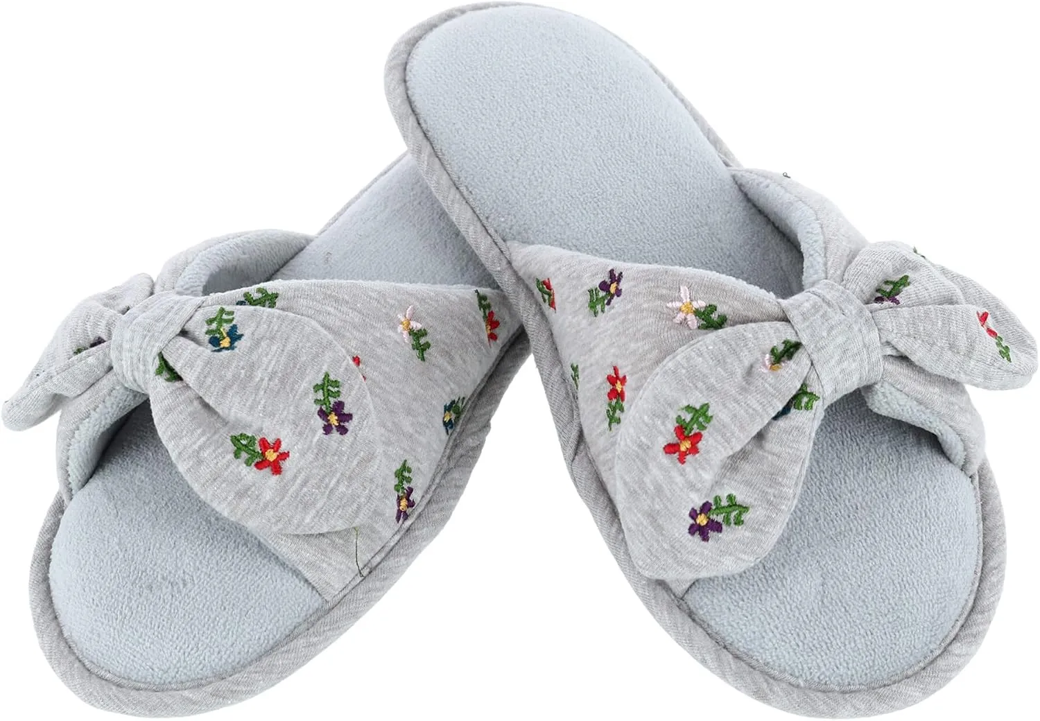 isotoner Womens Recycled Embroidered Jersey Tie Slide
