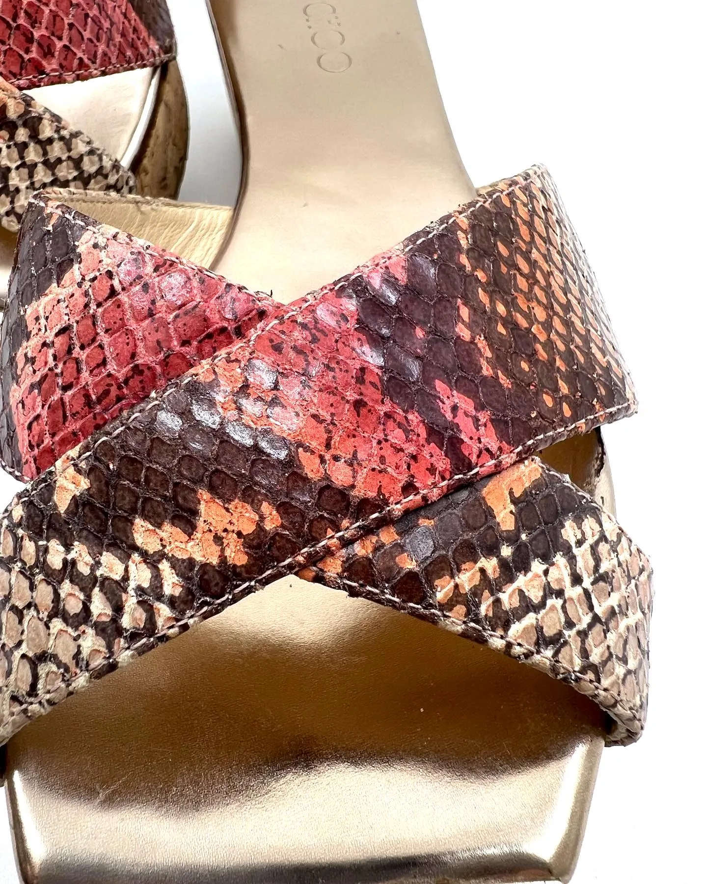 JIMMY CHOO PANNA SNAKE PRINT SLIDE SANDALS