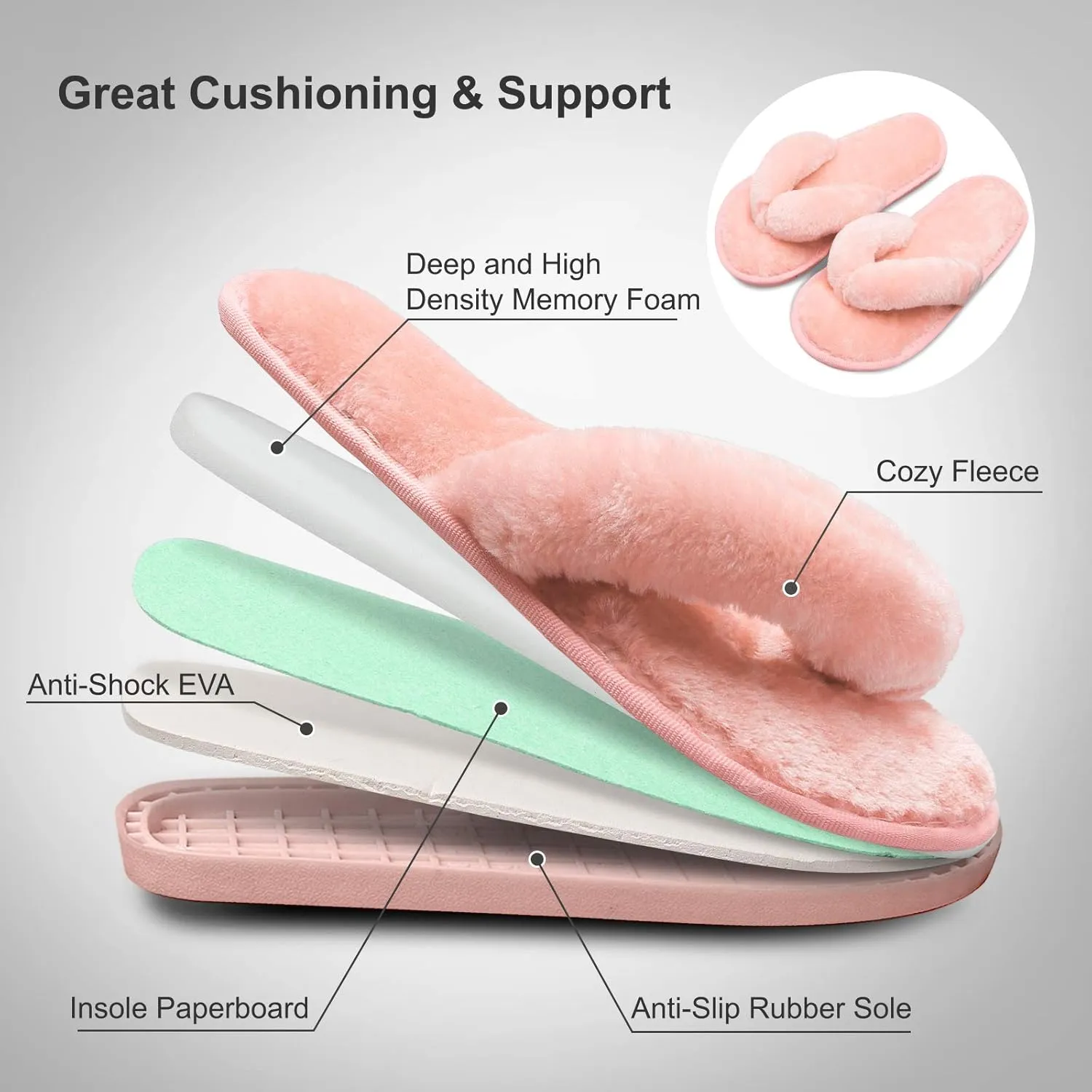 JOINFREE Women's Bedroom Slippers Comfort Four Season Classy Indoor Spa Slide Shoes