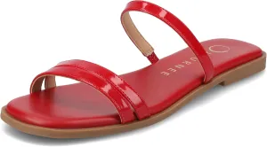 Journee Collection Womens Brisa Slip On Flat Sandals Multi Strap Cushioned Open Square Toe Spring Summer Shoe