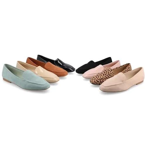 Journee Womens Suede Loafer Flat Square Toe Noticed Topline Padded Block Heel - Tullie Casual Dress Shoe