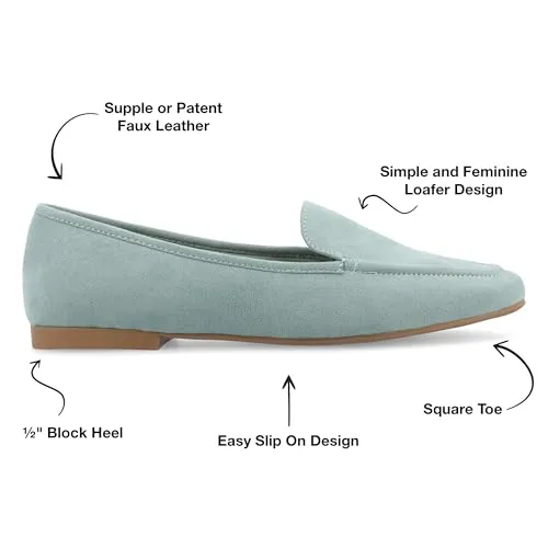 Journee Womens Suede Loafer Flat Square Toe Noticed Topline Padded Block Heel - Tullie Casual Dress Shoe