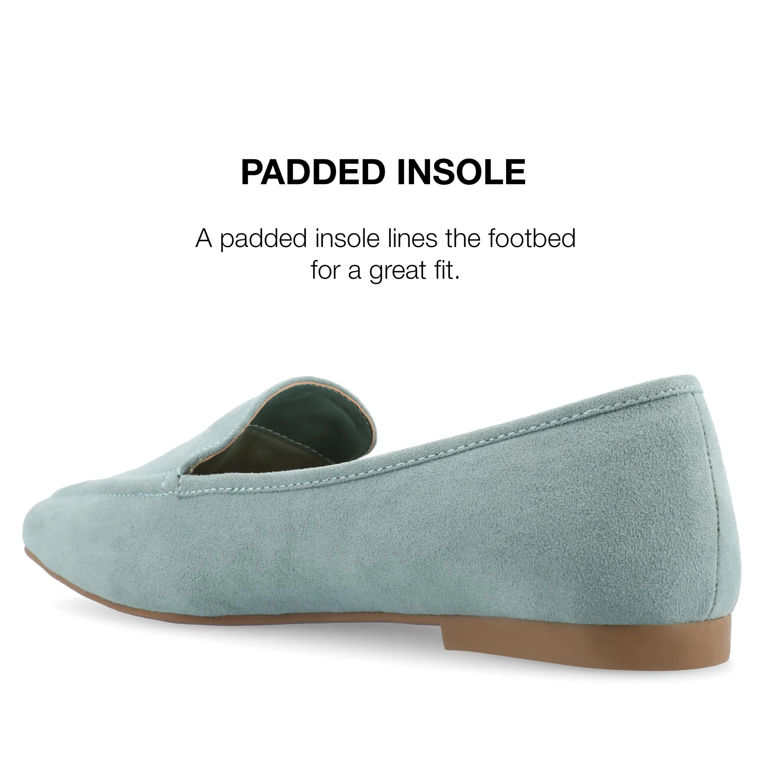 Journee Womens Suede Loafer Flat Square Toe Noticed Topline Padded Block Heel - Tullie Casual Dress Shoe