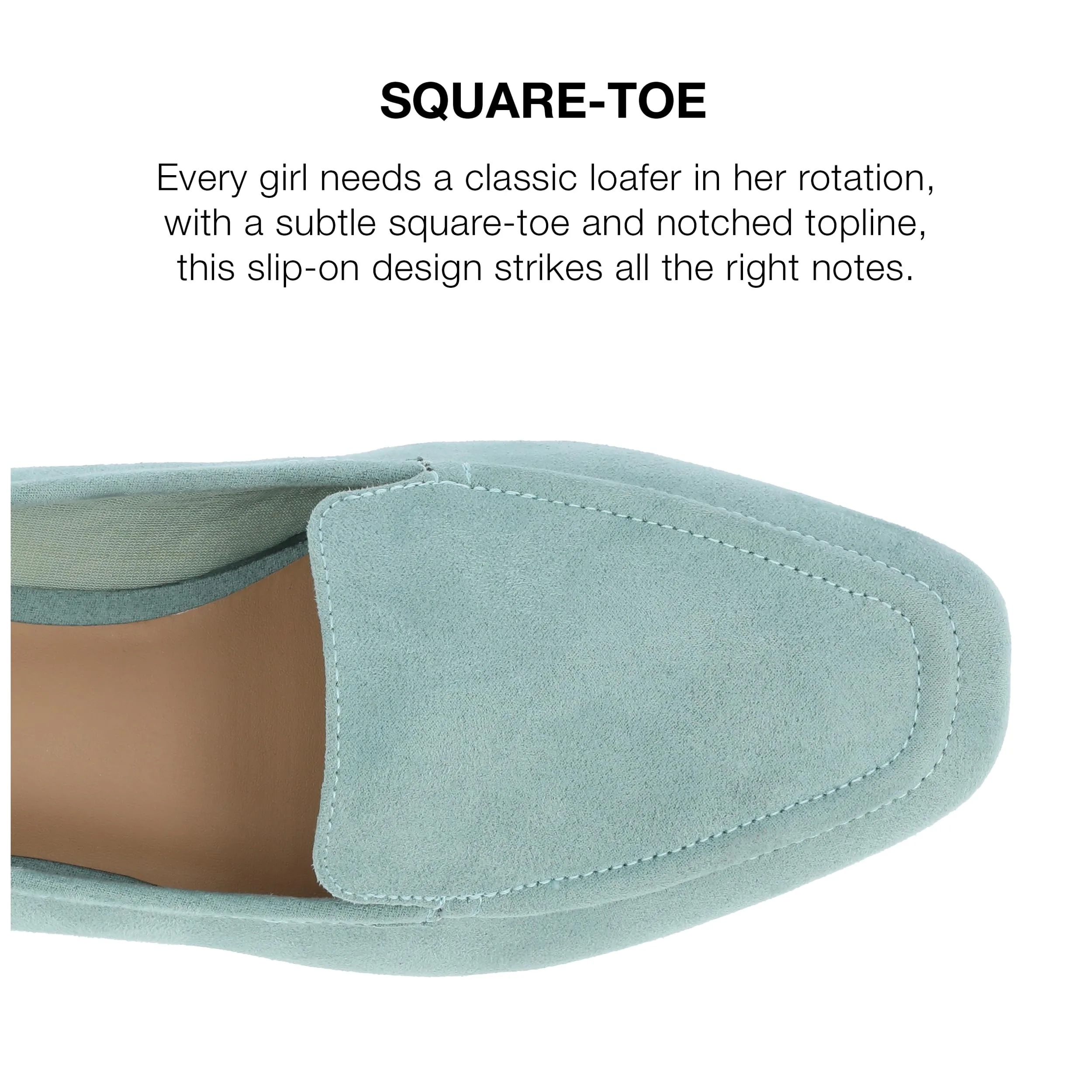 Journee Womens Suede Loafer Flat Square Toe Noticed Topline Padded Block Heel - Tullie Casual Dress Shoe