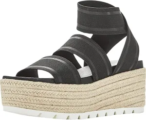 J/Slides Womens Quartz Heel Slip On Platform Sandals Black 7.5 Medium (B,M)