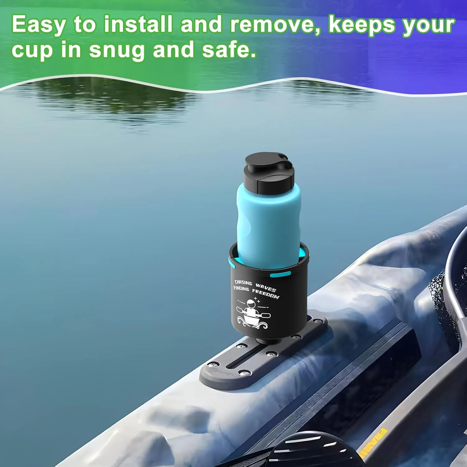 Kayak Cup Holder with Rubber Tabs, Fishing Tool and Lures Storage, Kayak Water Bottle Holder, Kayak Drink Holder, Tracck Mount Accessories, Track Mount Gear