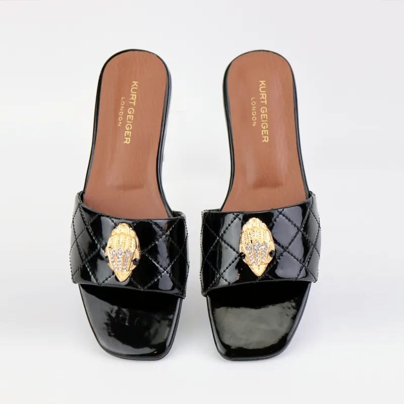 KG  London Sandals Quilted Rhinestones Eagle Head Flats #10369 #22