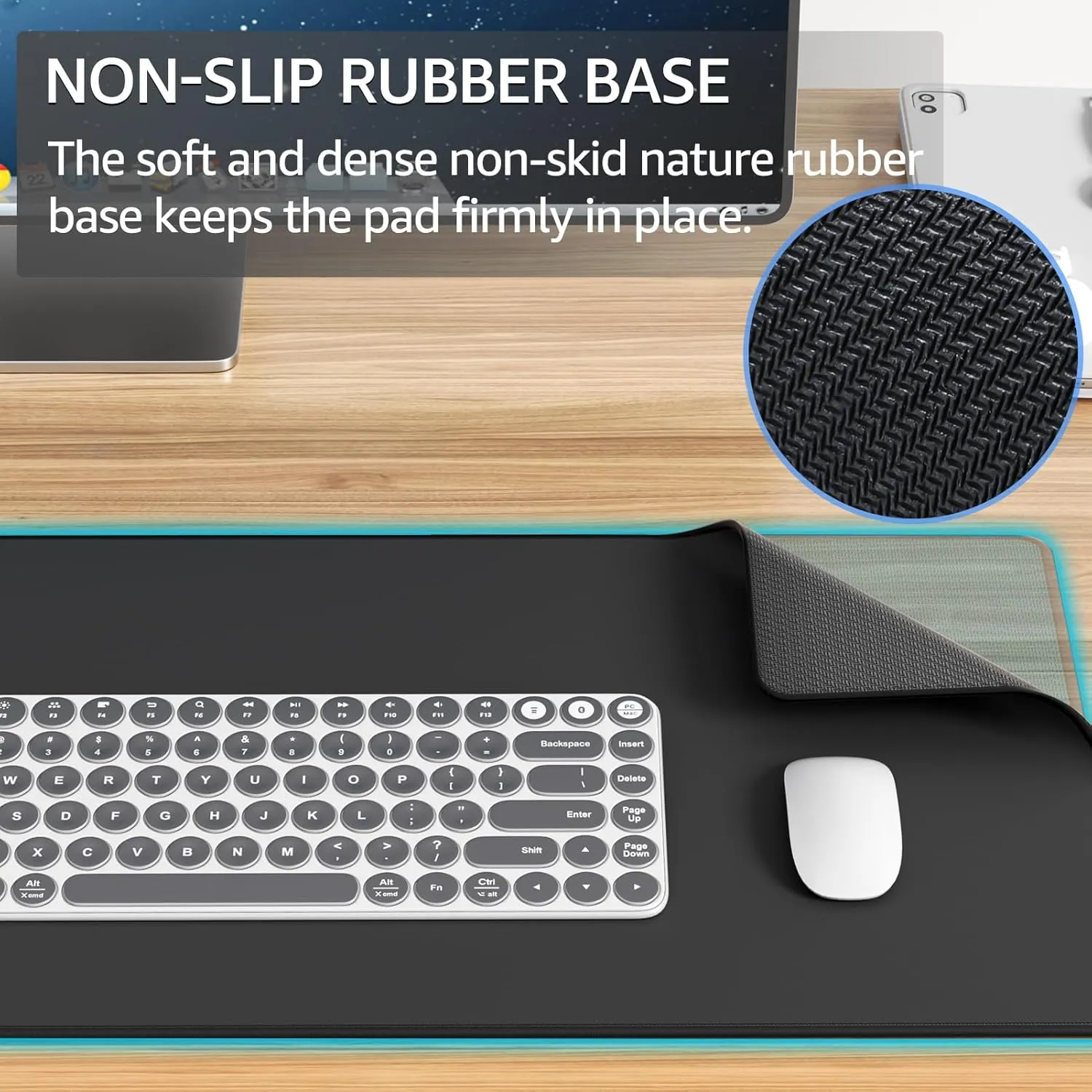 KTRIO Large Gaming Mouse Pad with Stitched Edges, Extended Mousepad with Superior Micro-Weave Cloth, Non-Slip Base, Water Resist Keyboard Pad, Desk Mat for Gamer, Office & Home, 31.5 x 15.7 in, Black