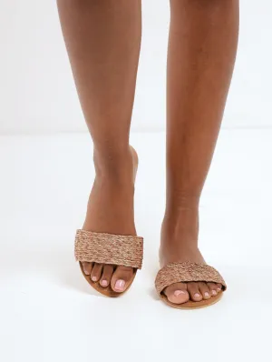 Ladies Single Band Mule Sandal - Bronze