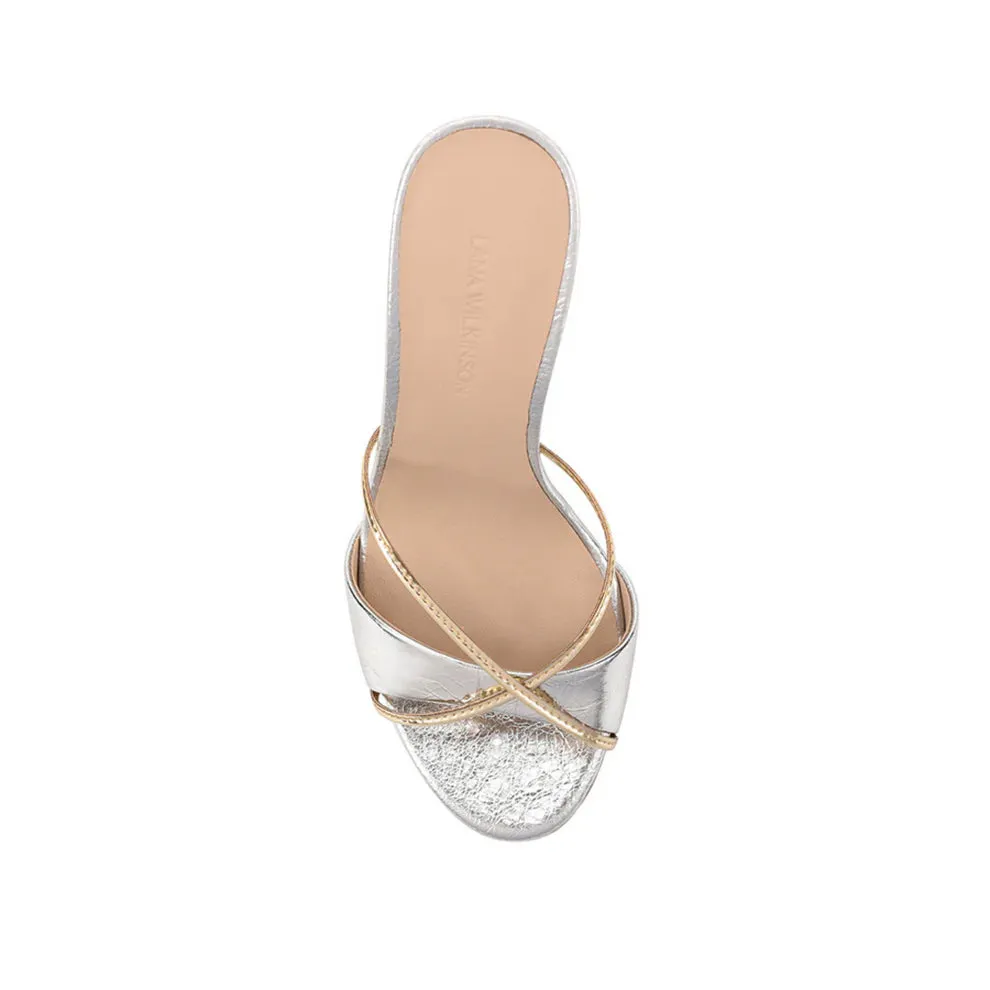 LANA WILKINSON Willow heeled  Mule sandal-silver/gold