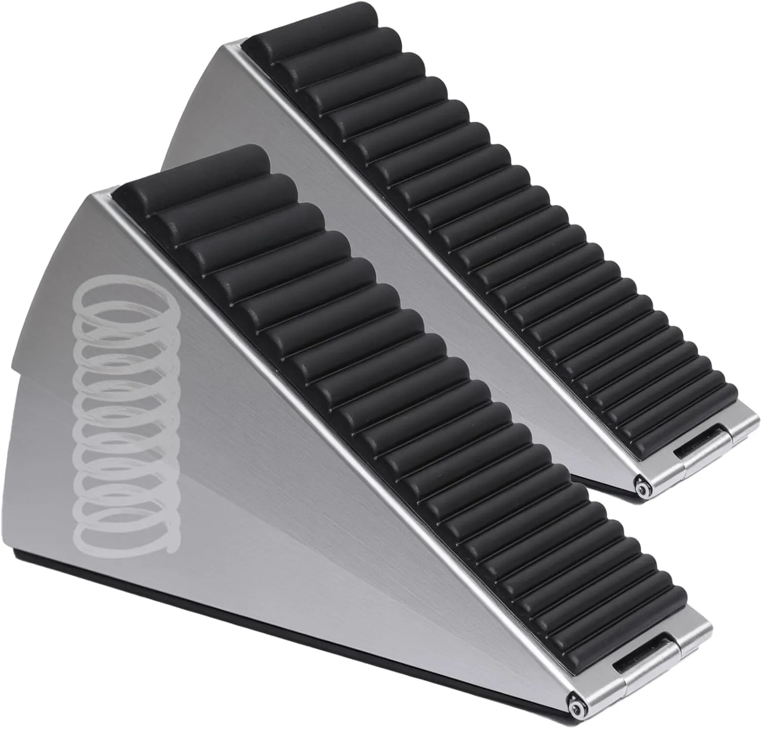 Large Door Stopper - Metal Door Wedge, Tall Door Stopper, Spring Rubber for Extra Strong Grip (Silver, 2 Pack)