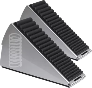 Large Door Stopper - Metal Door Wedge, Tall Door Stopper, Spring Rubber for Extra Strong Grip (Silver, 2 Pack)