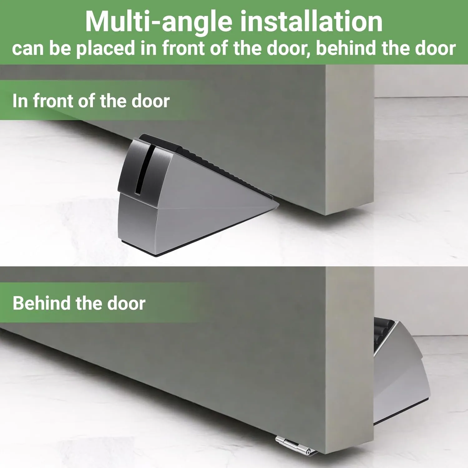 Large Door Stopper - Metal Door Wedge, Tall Door Stopper, Spring Rubber for Extra Strong Grip (Silver, 2 Pack)