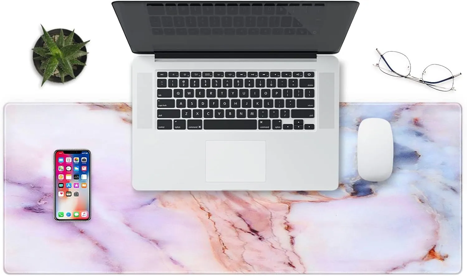 Large Gaming XXL Mouse Pad, Oversized Extended Mat Desk Pad Keyboard Pad (31.5"x11.8"x0.15") Thick Non-Slip Rubber Stitched Edges(Marble) (Marble Texture)
