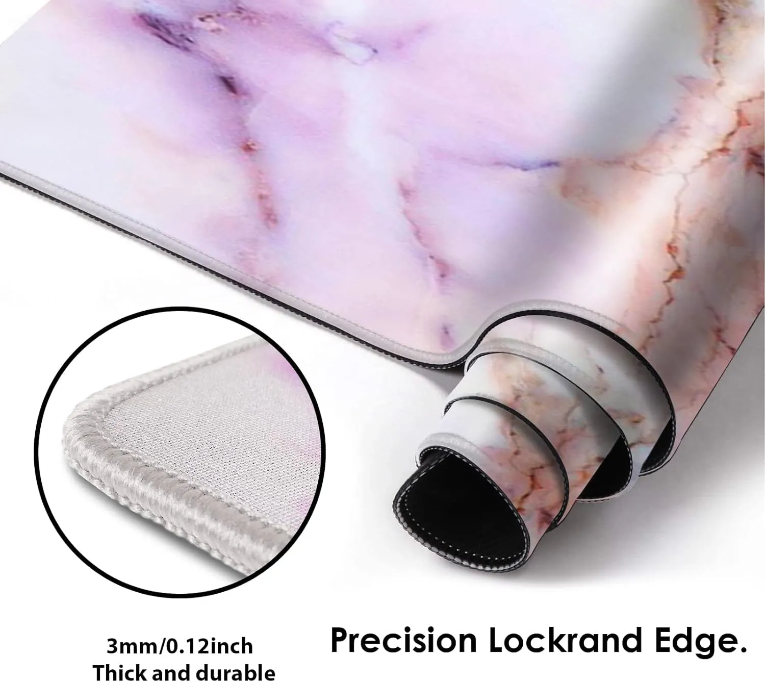 Large Gaming XXL Mouse Pad, Oversized Extended Mat Desk Pad Keyboard Pad (31.5"x11.8"x0.15") Thick Non-Slip Rubber Stitched Edges(Marble) (Marble Texture)