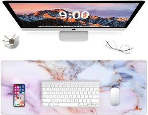 Large Gaming XXL Mouse Pad, Oversized Extended Mat Desk Pad Keyboard Pad (31.5"x11.8"x0.15") Thick Non-Slip Rubber Stitched Edges(Marble) (Marble Texture)