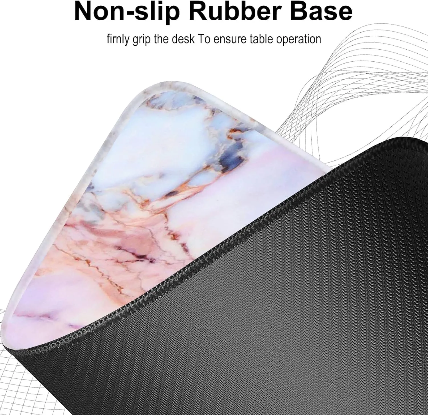 Large Gaming XXL Mouse Pad, Oversized Extended Mat Desk Pad Keyboard Pad (31.5"x11.8"x0.15") Thick Non-Slip Rubber Stitched Edges(Marble) (Marble Texture)