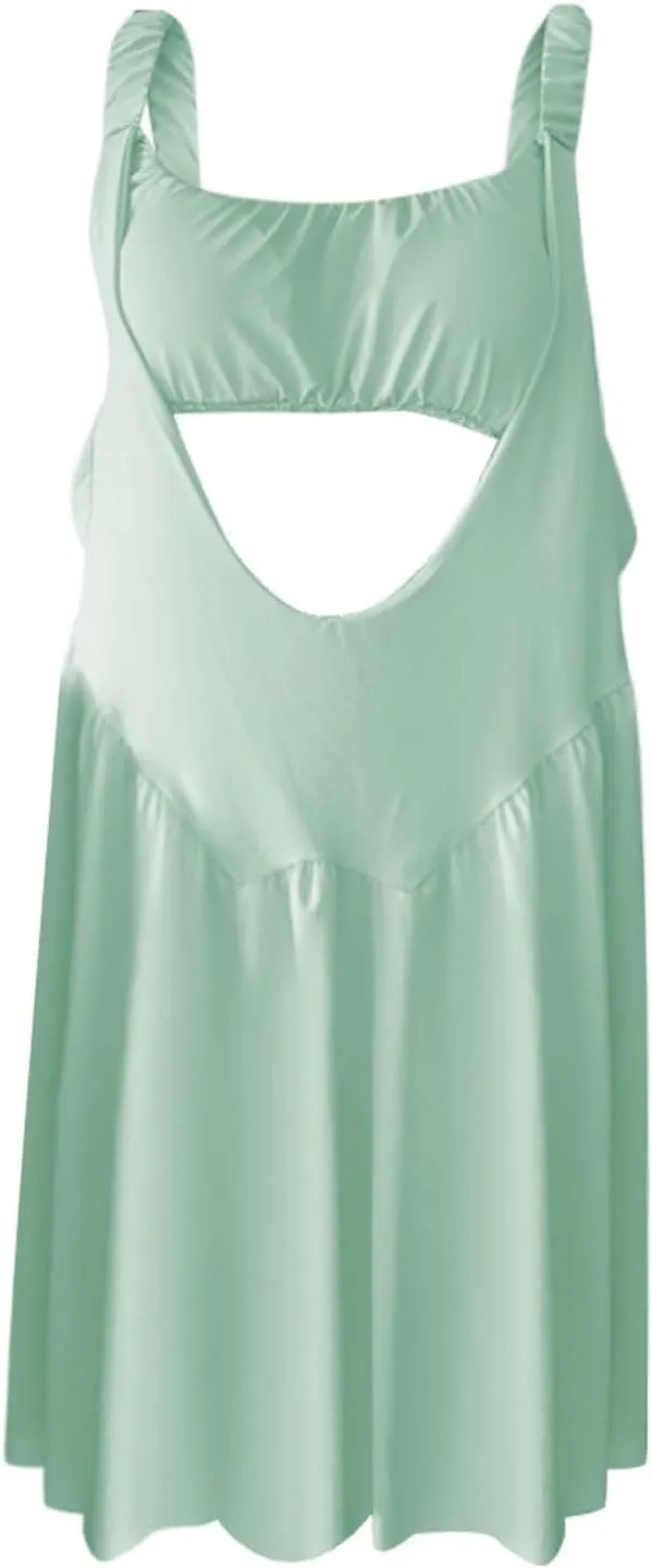 LCMTWX Workout Set Womens Tennis Dress Built In Bra And Shorts Pockets Cut Out Workout Outfits Athletic Spring Outfit