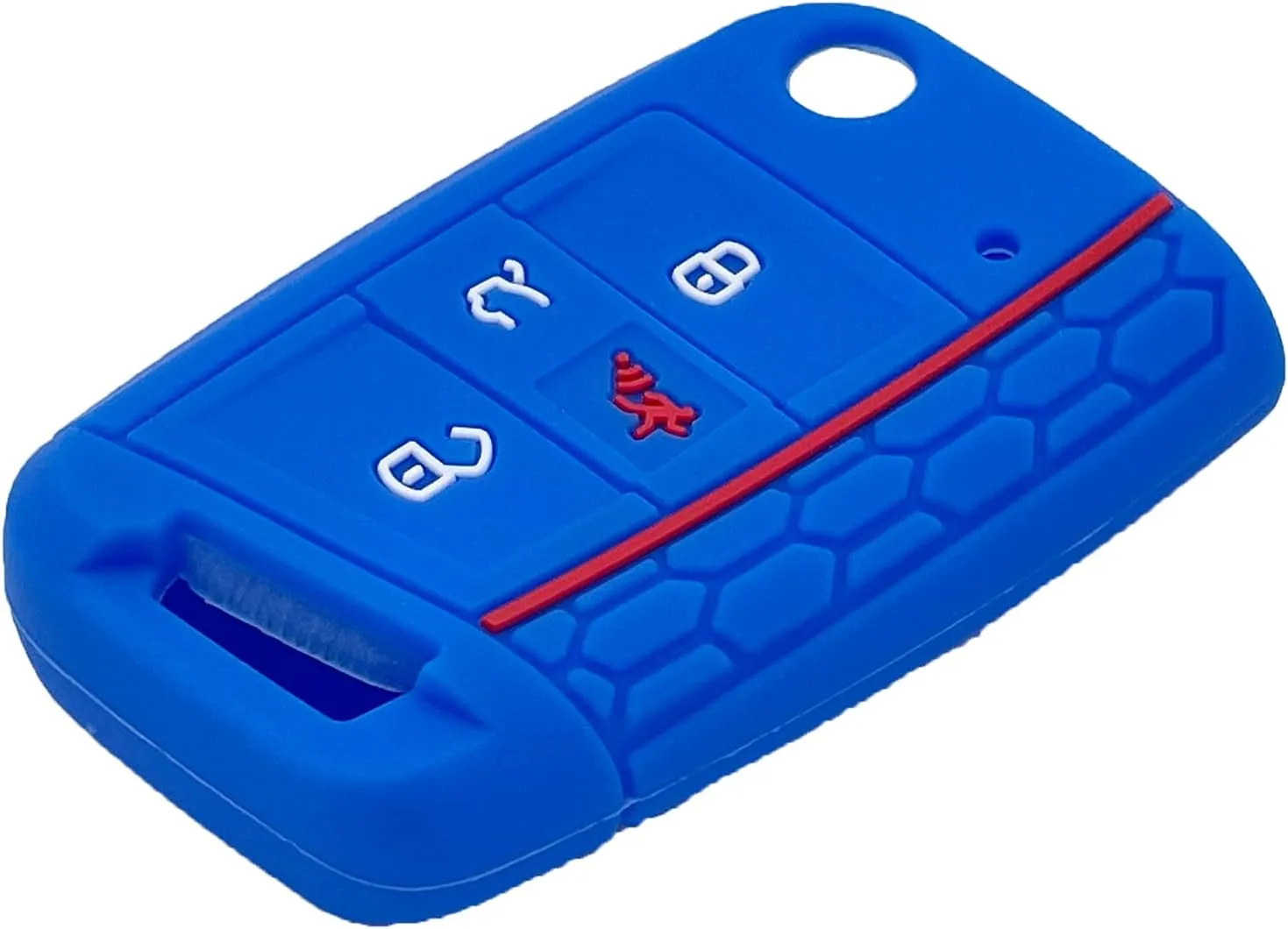 LemSa 2Pack Rubber Silicone Flip Key Fob Case Cover Protector Holder for 2020 2019 2018 2017 VW Golf Alltrack Sportwagen GTI Tiguan Atlas Polo Skoda Octavia, Red Blue