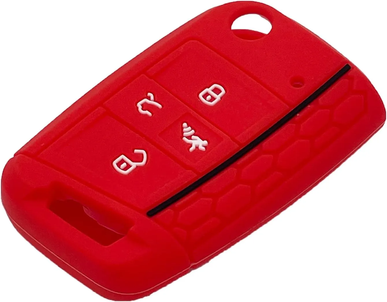 LemSa 2Pack Rubber Silicone Flip Key Fob Case Cover Protector Holder for 2020 2019 2018 2017 VW Golf Alltrack Sportwagen GTI Tiguan Atlas Polo Skoda Octavia, Red Blue
