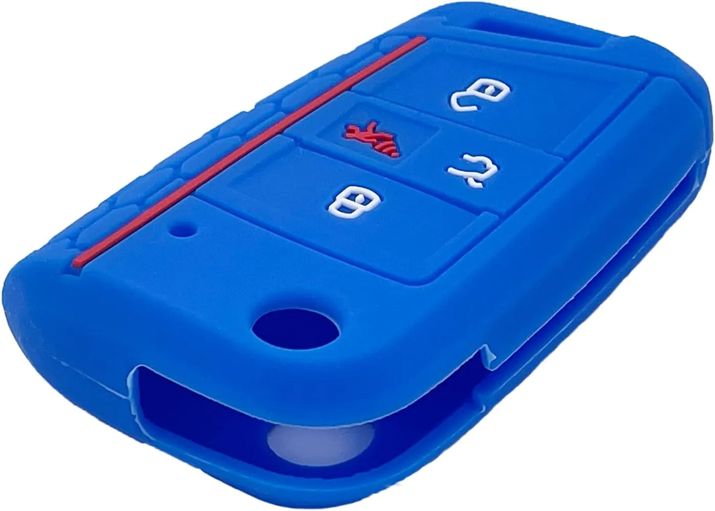 LemSa 2Pack Rubber Silicone Flip Key Fob Case Cover Protector Holder for 2020 2019 2018 2017 VW Golf Alltrack Sportwagen GTI Tiguan Atlas Polo Skoda Octavia, Red Blue