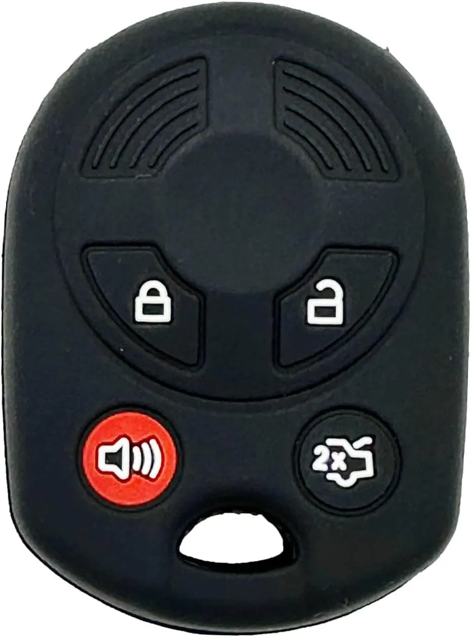 LemSa 2pcs Silicone 4 Buttons Smart Key Fob Cover Remote Keyless Entry Bag for Ford Escape Explorer Mustang Transit Fusion Focus Lincoln Zephyr Mercury Grand Marquis, Black Blue