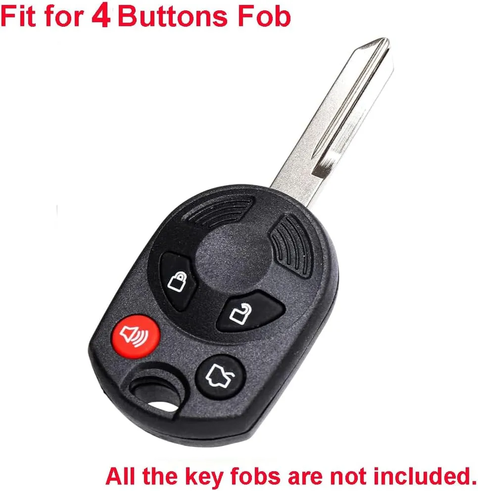 LemSa 2pcs Silicone 4 Buttons Smart Key Fob Cover Remote Keyless Entry Bag for Ford Escape Explorer Mustang Transit Fusion Focus Lincoln Zephyr Mercury Grand Marquis, Black Blue
