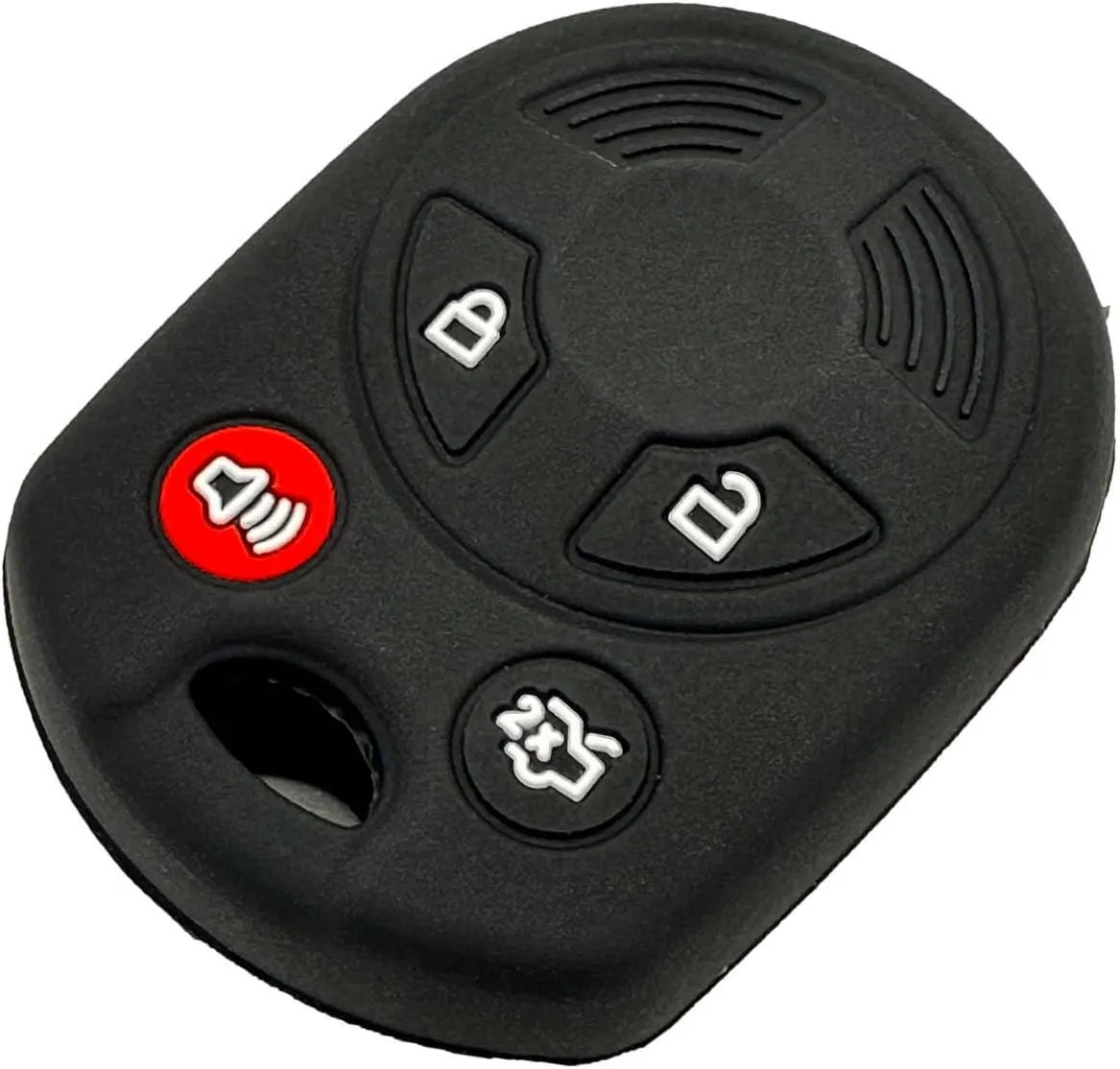 LemSa 2pcs Silicone 4 Buttons Smart Key Fob Cover Remote Keyless Entry Bag for Ford Escape Explorer Mustang Transit Fusion Focus Lincoln Zephyr Mercury Grand Marquis, Black Blue